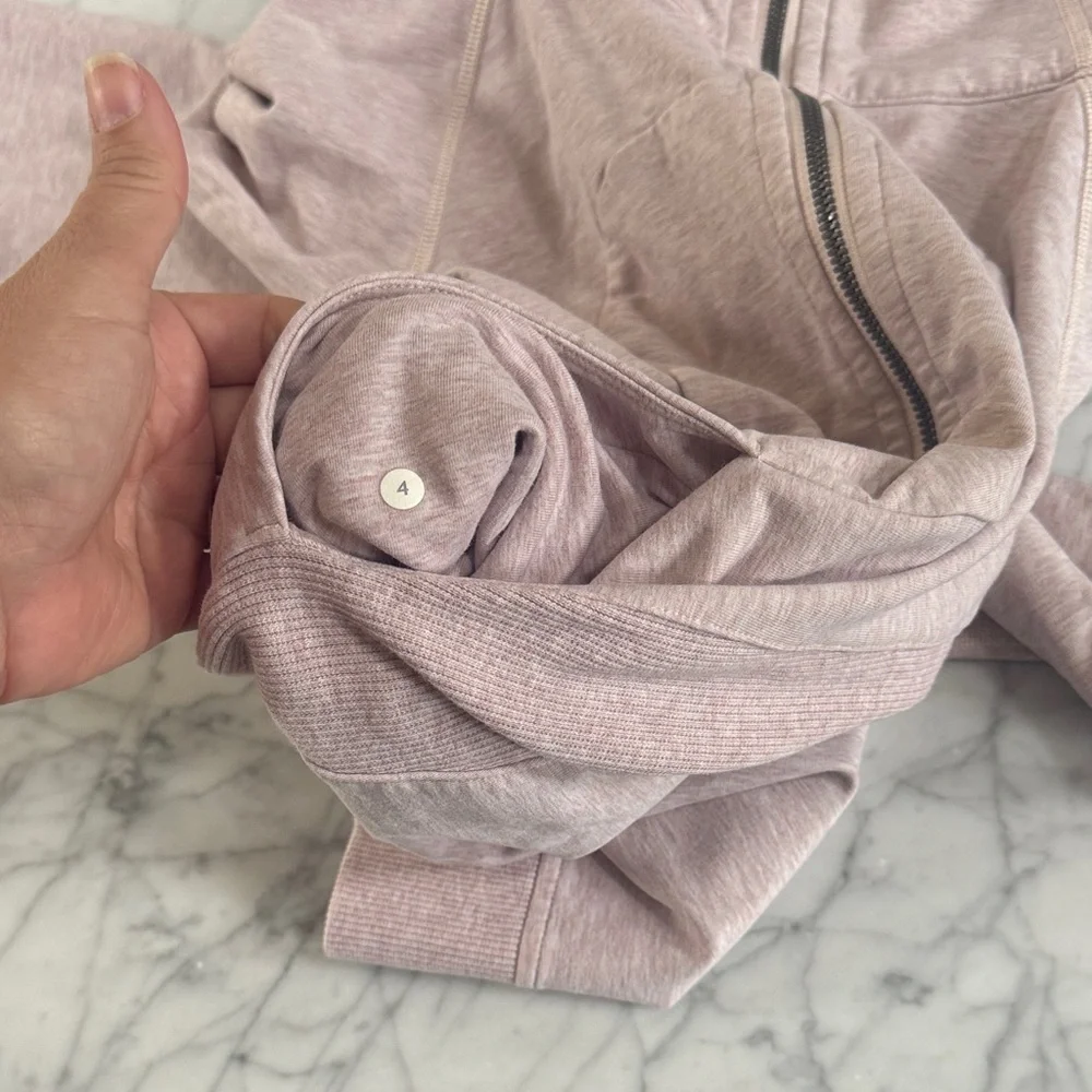 Lululemon Scuba Hoodie Full Zip Heathered Butter Pink Sz 4 - Picture 10 of 11